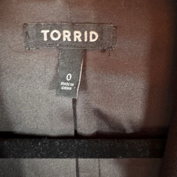 Torrid Blazer Jacket Women 0 12/14 Black Business Career Open Front Long Sleeve - Picture 6 of 10